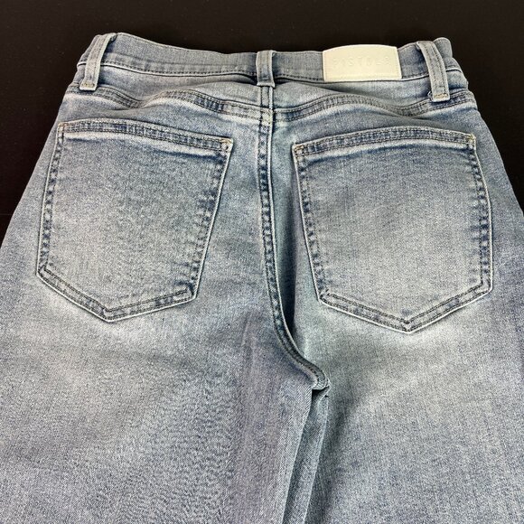 Pistola Jeans Womens Petite 26x24* Izzy Wide Leg Crop Blue Raw Hem Denim Tag 26P - Picture 10 of 16